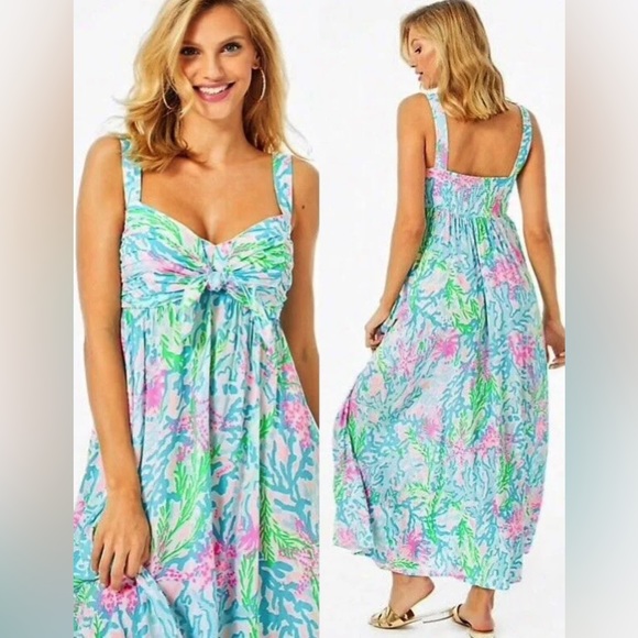 Lilly Pulitzer® Sabrinah Knot Front Dress Coral Bay size 12 - Picture 4 of 12